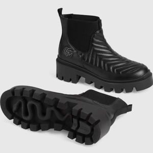 GUCCI Quilted Black Matelassé GG Chelsea Boot 643958 size 38.5, US 8.5 $1000